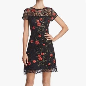 Lucy Paris Womens Black Red Roses Party Cocktail Dress